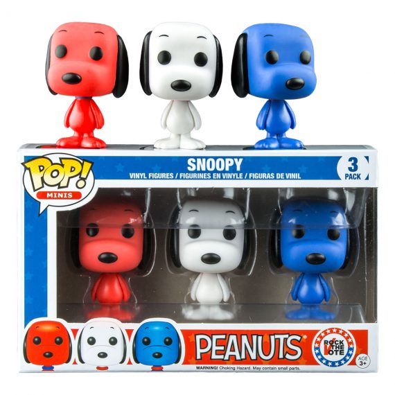 Funko POP! Peanuts 3-Pack SNOOPY Rock the Vote Vinyl Figure