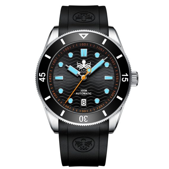 PHOIBOS Wave Master PY010CR Orologio Uomo Diver Black Rubber ha tutte le caratteristiche di un classico orologio da immersione.