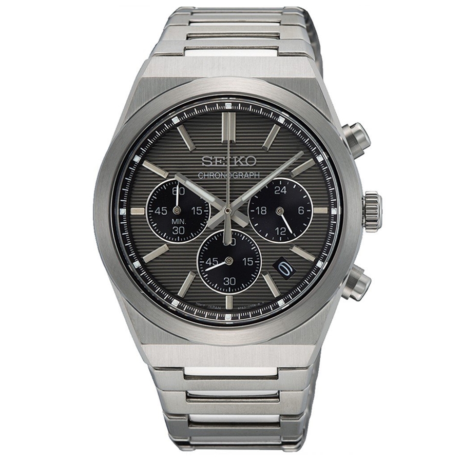 SEIKO Cronografo SSB455P1 Conceptual Orologio Uomo Quarzo ispirato al modello del 1970, con il famoso bracciale integrato nella cassa